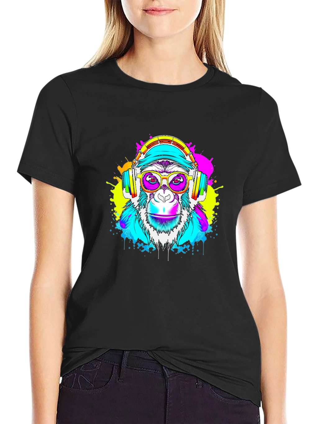 Monkey DJ Graphic Tee - Black T-Shirt