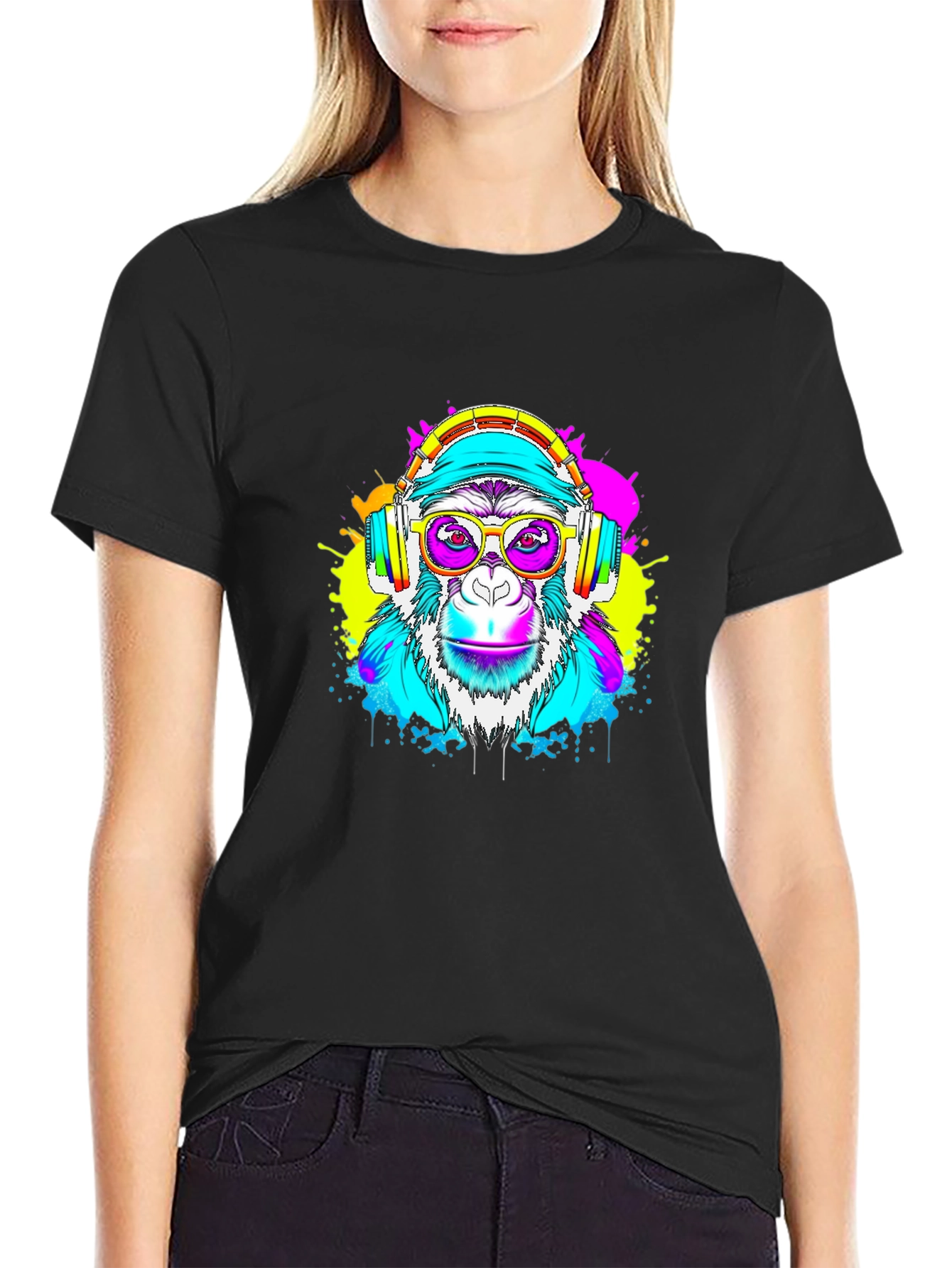 Monkey DJ Graphic Tee - Black T-Shirt