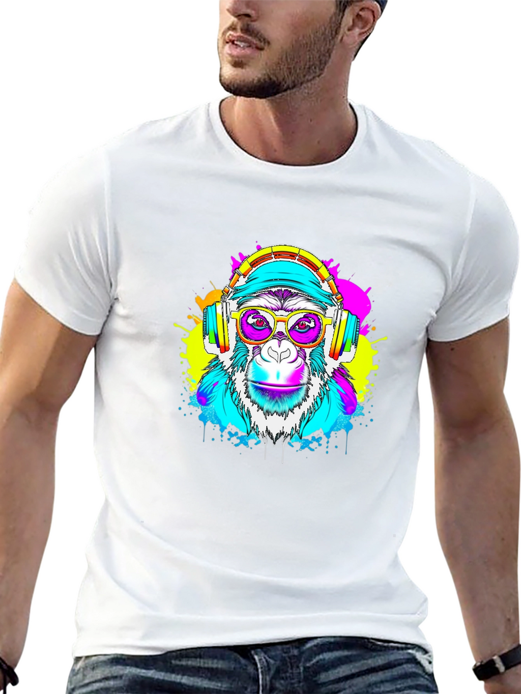 Monkey DJ Graphic Tee - Black T-Shirt
