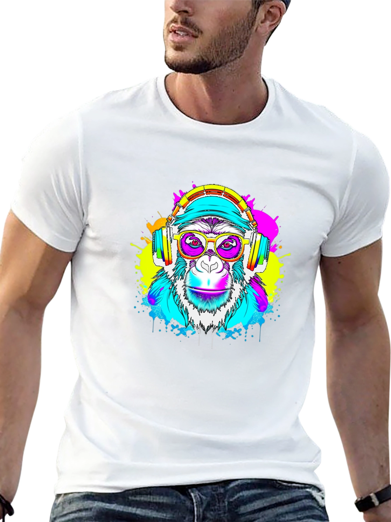 Monkey DJ Graphic Tee - Black T-Shirt