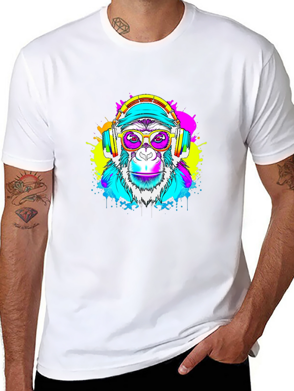 Monkey DJ Graphic Tee - Black T-Shirt