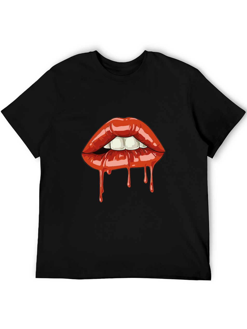 Dripping Lips Graphic Tee - Bold Black T-Shirt