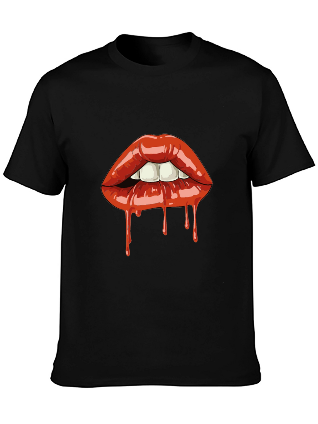 Dripping Lips Graphic Tee - Bold Black T-Shirt