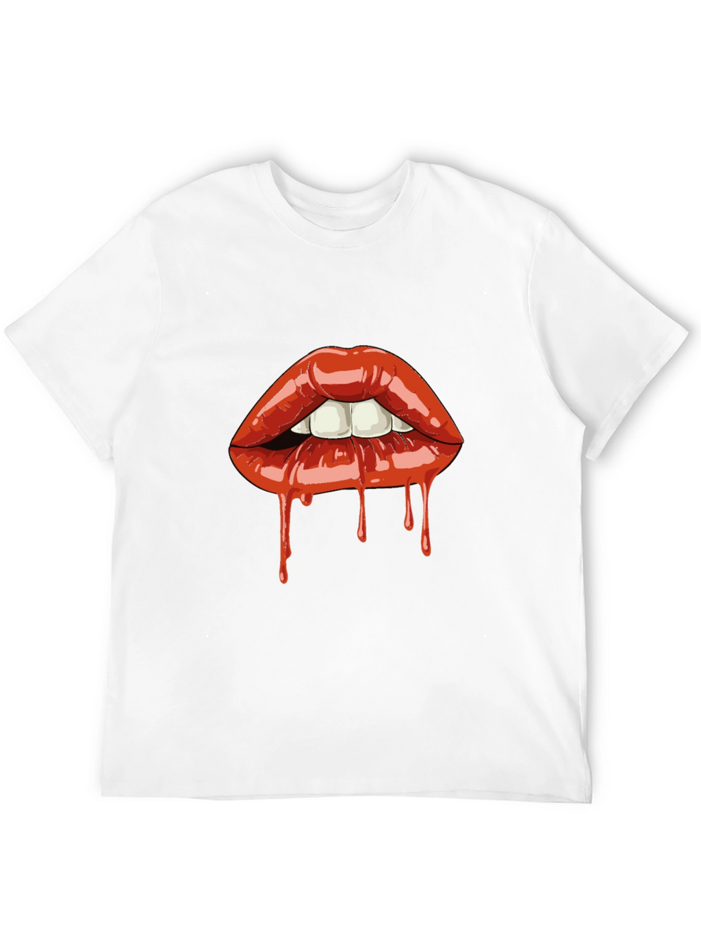 Dripping Lips Graphic Tee - Bold Black T-Shirt