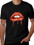 Dripping Lips Graphic Tee - Bold Black T-Shirt