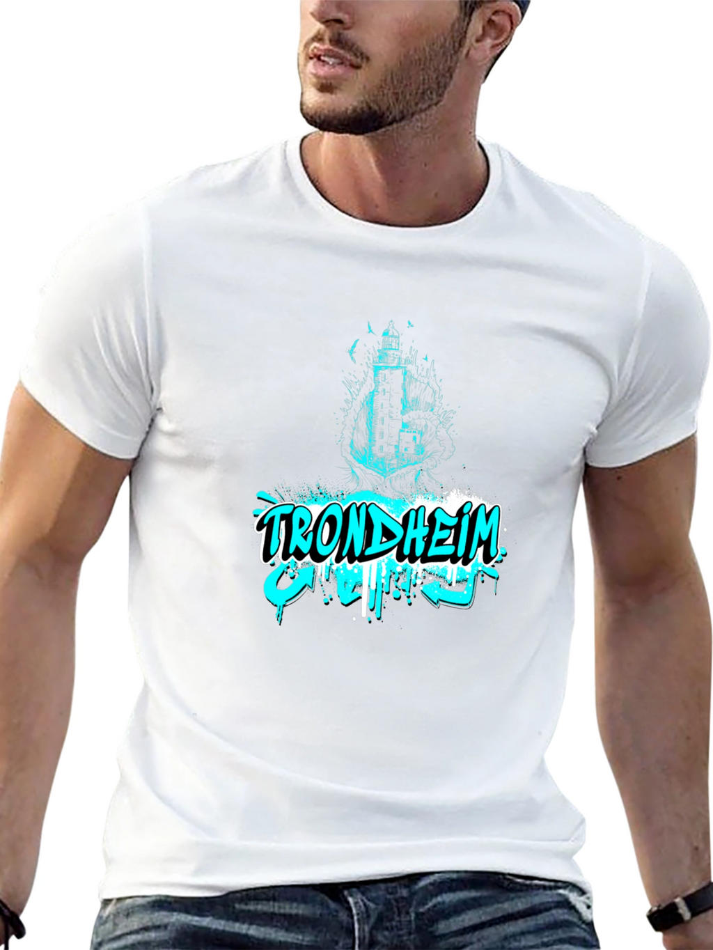 Trondheim Graphic Print Mens Black T-Shirt