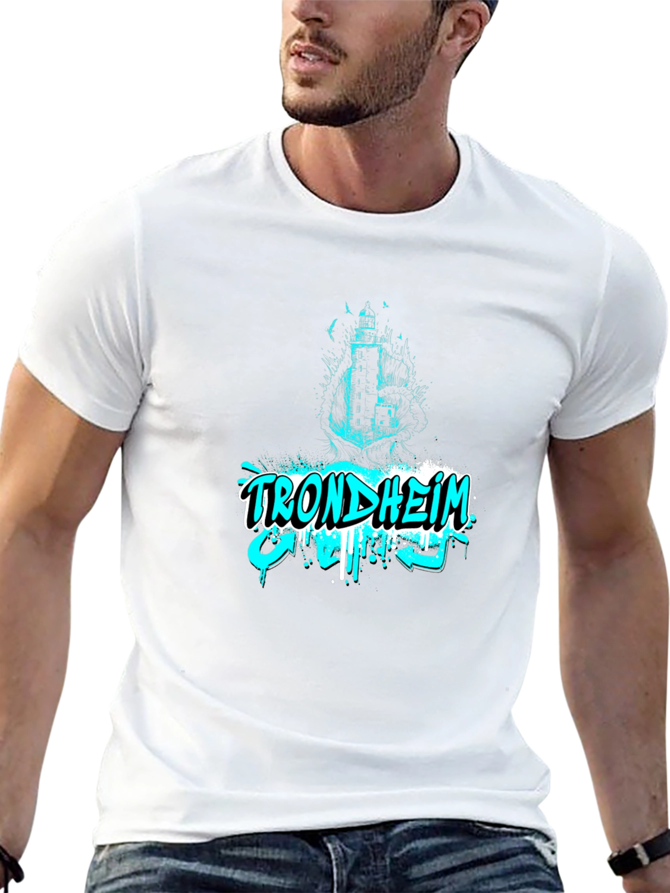 Trondheim Graphic Print Mens Black T-Shirt