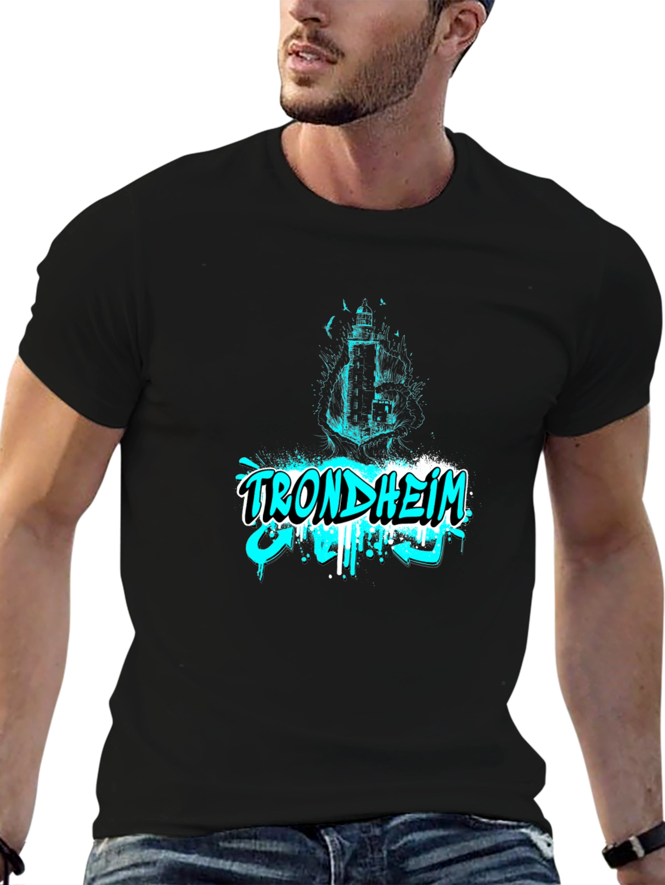Trondheim Graphic Print Mens Black T-Shirt