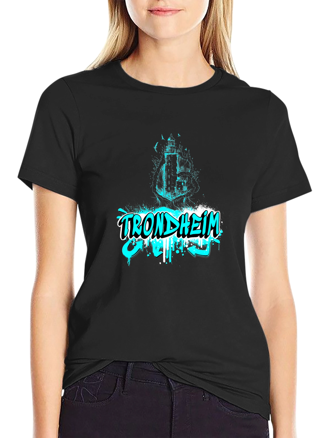 Trondheim Graphic Print Mens Black T-Shirt