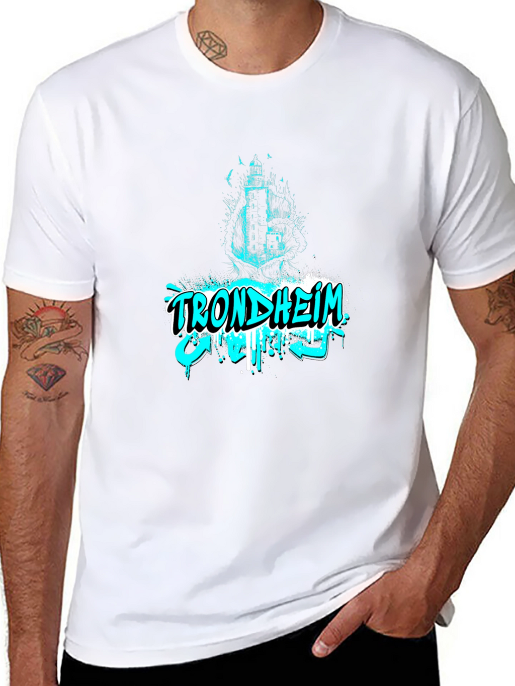 Trondheim Graphic Print Mens Black T-Shirt
