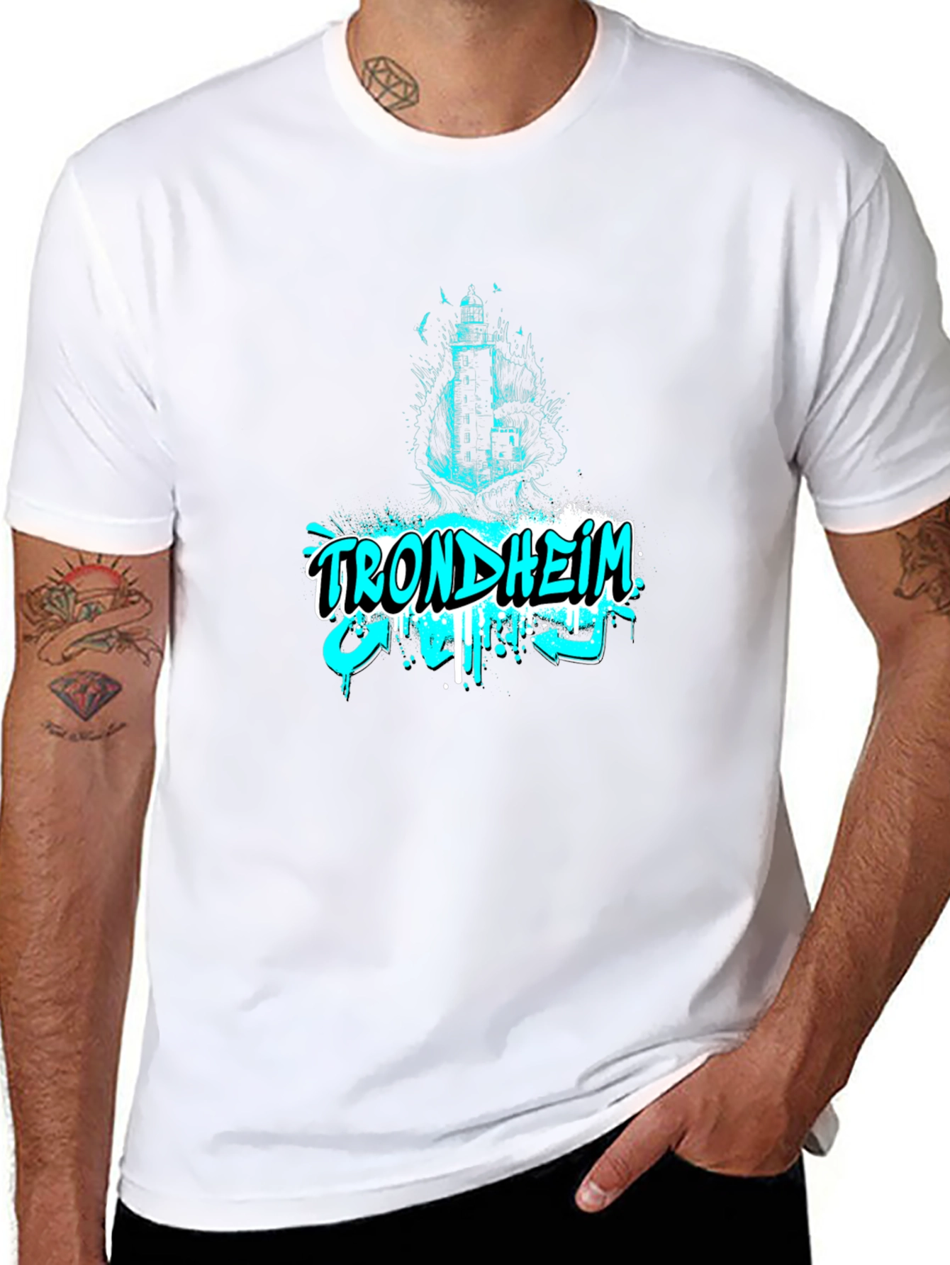 Trondheim Graphic Print Mens Black T-Shirt