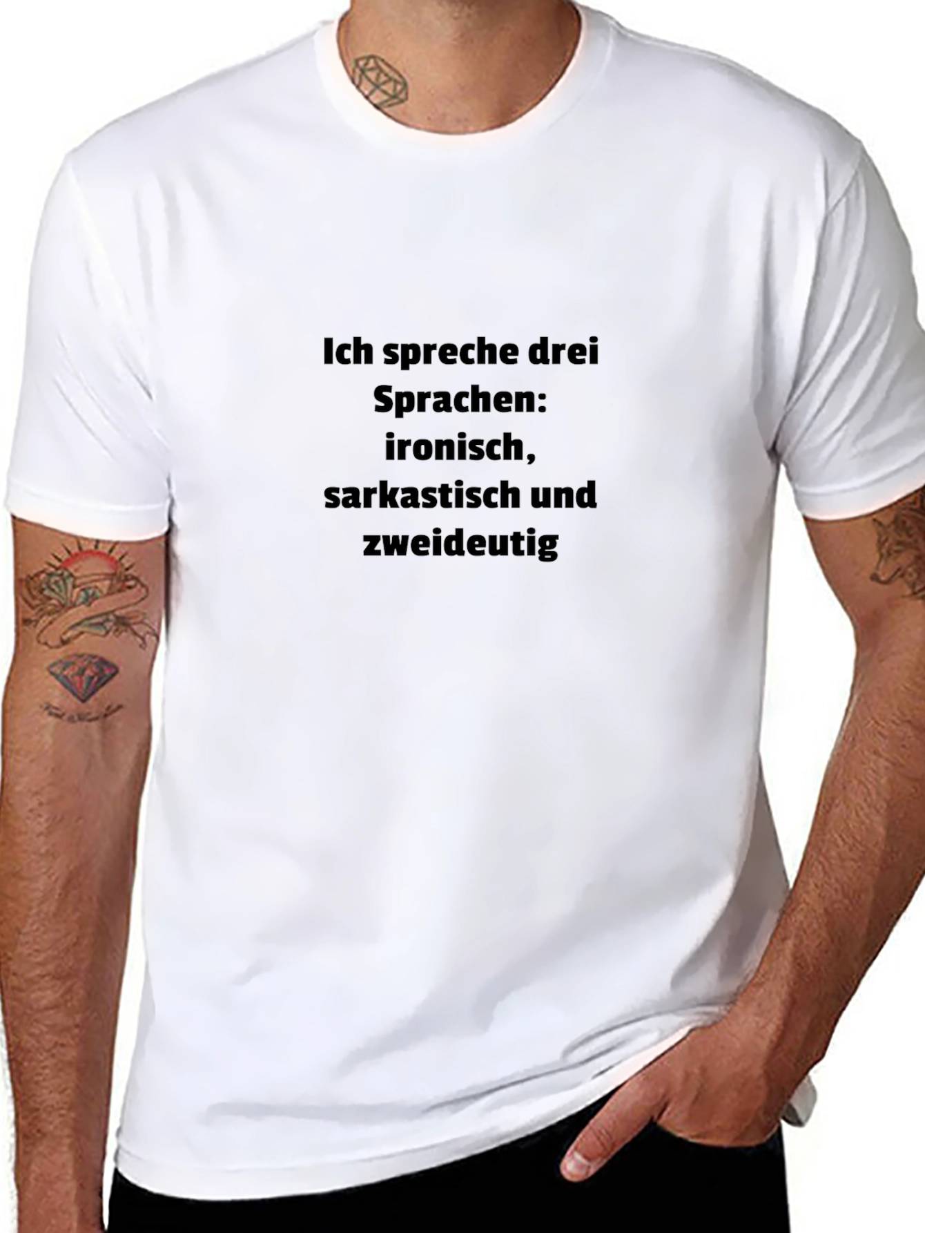 Ich Spreche Drei Sprachen Mens Black T-Shirt