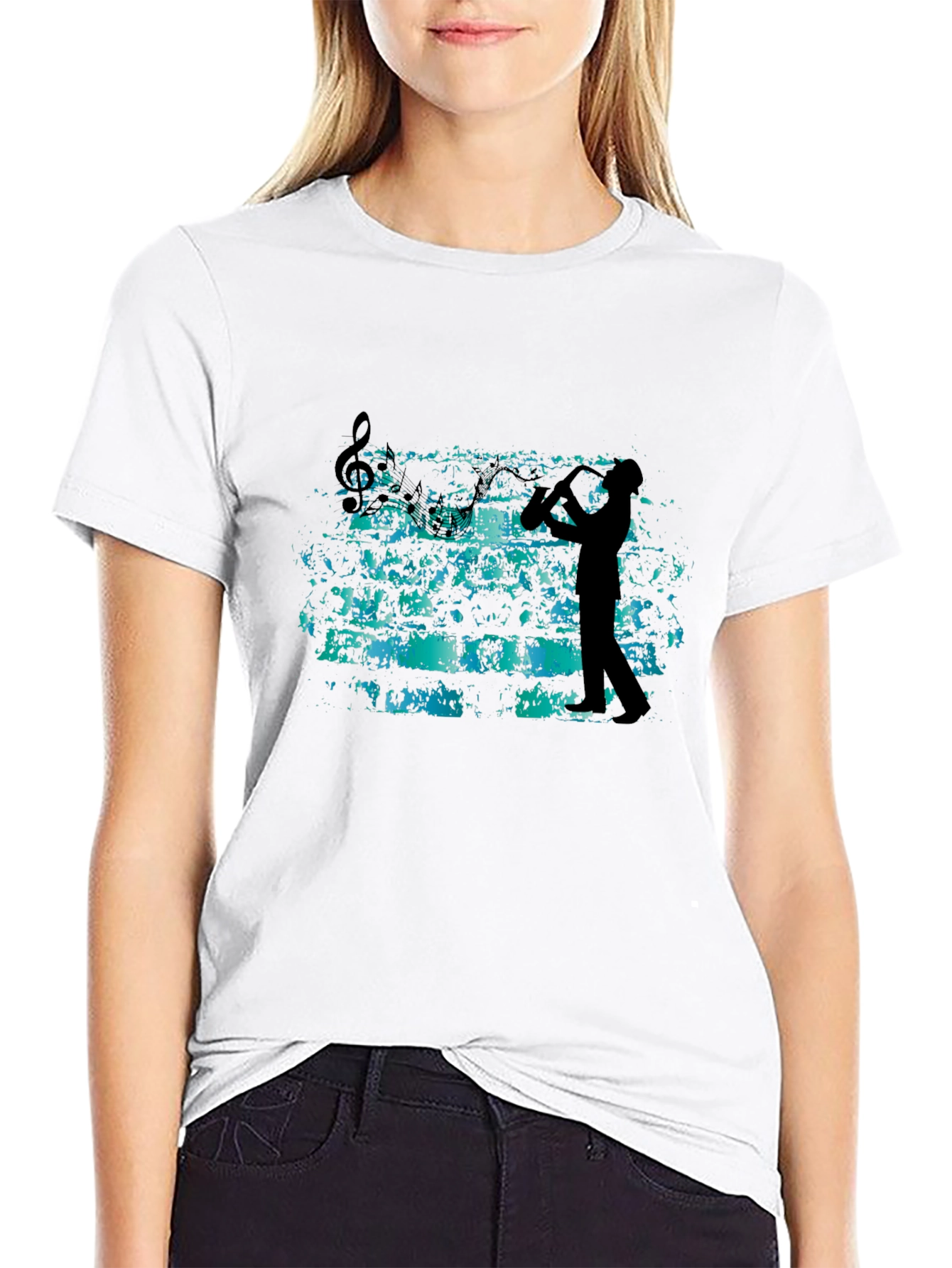 Musician Silhouette T-Shirt - Black Casual Tee