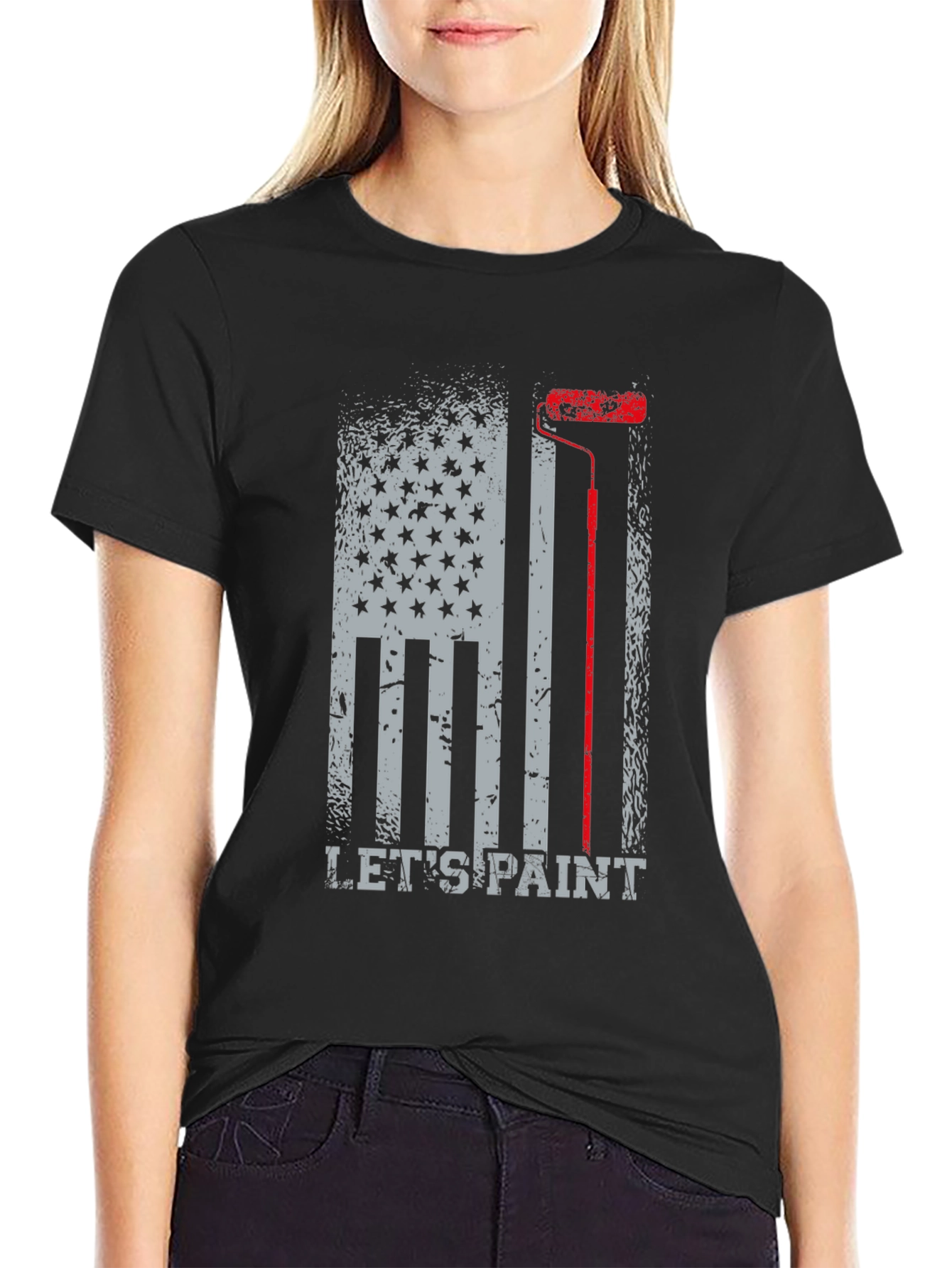 Lets Paint American Flag Graphic T-Shirt