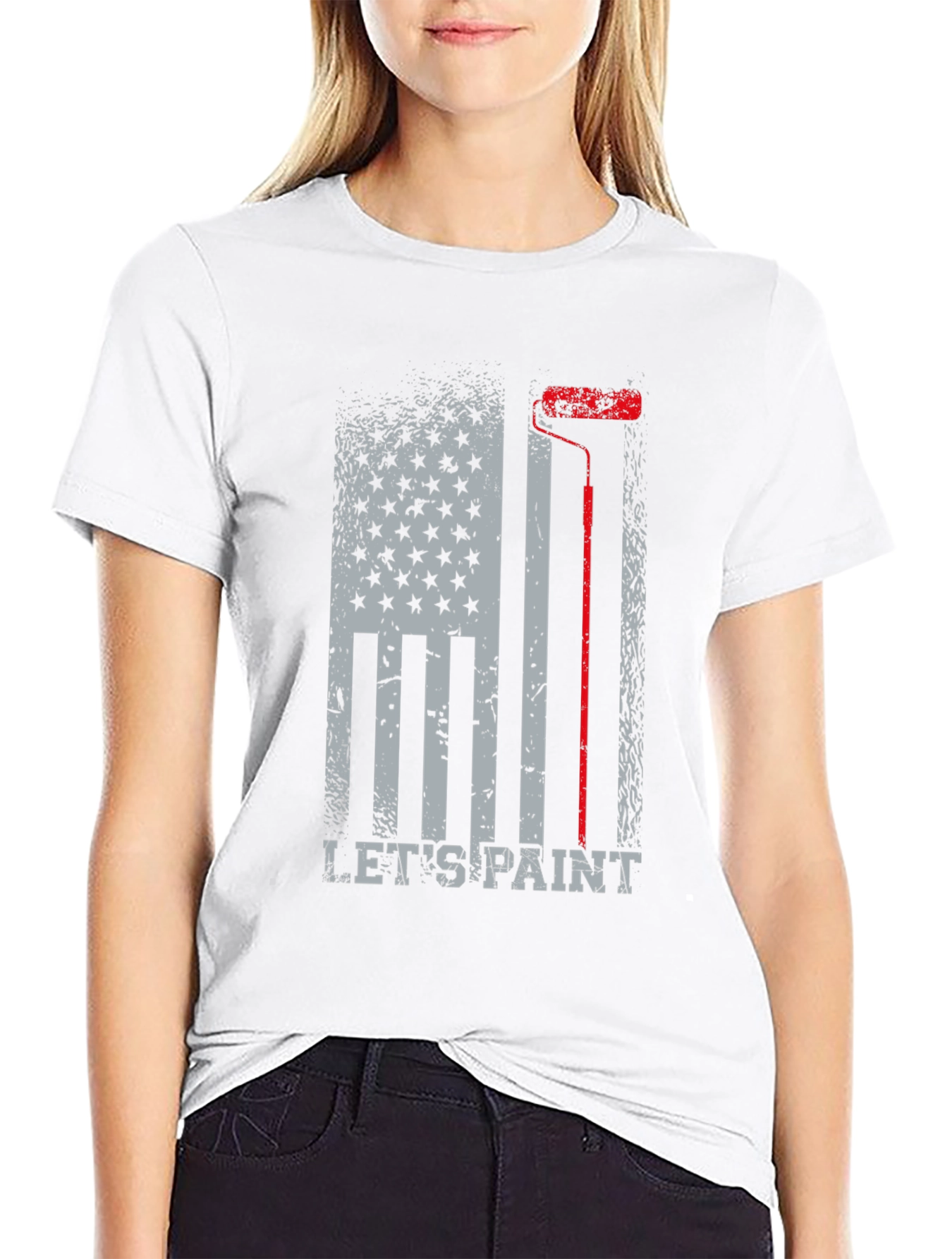 Lets Paint American Flag Graphic T-Shirt