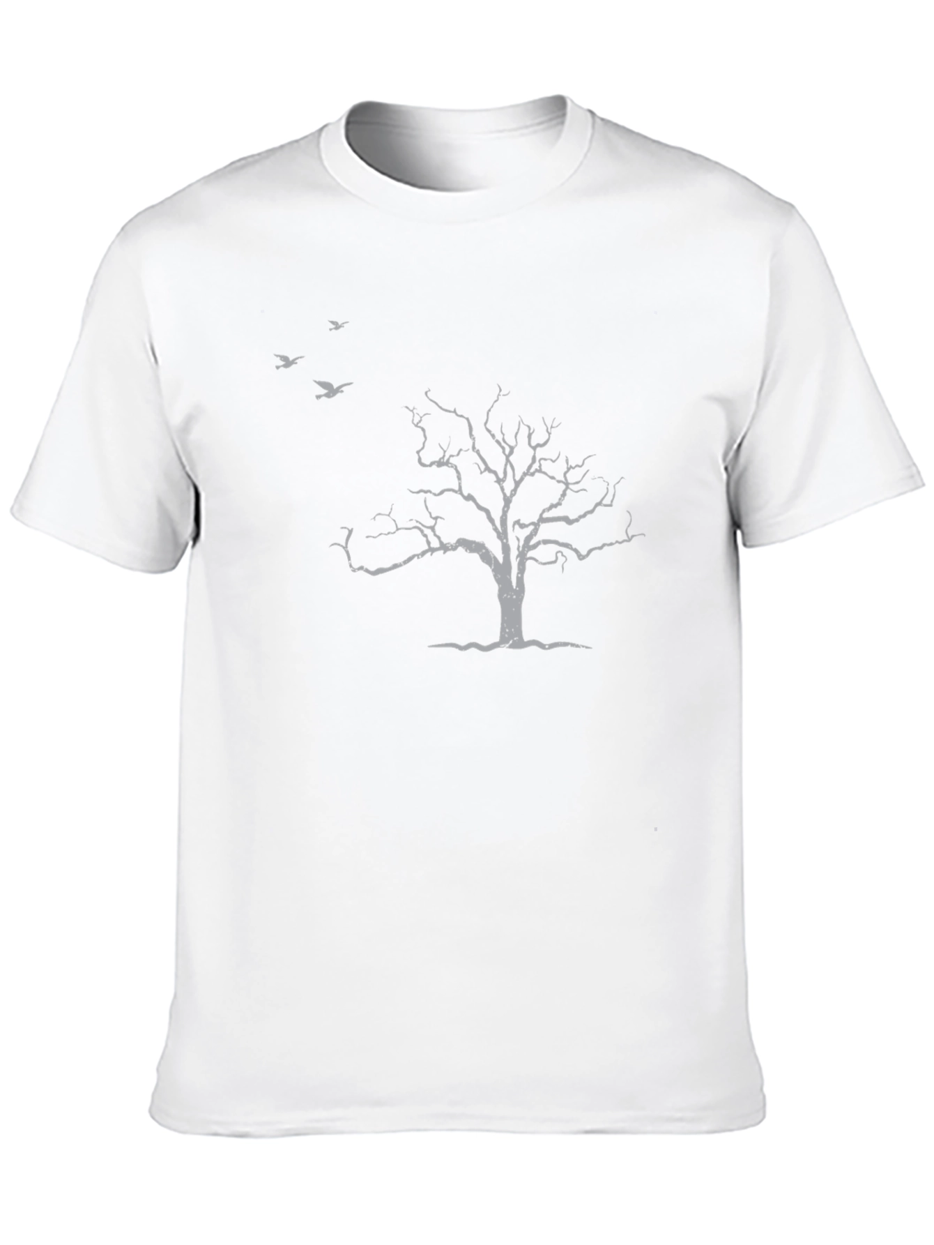 Mens Black T-Shirt with Tree & Birds Design