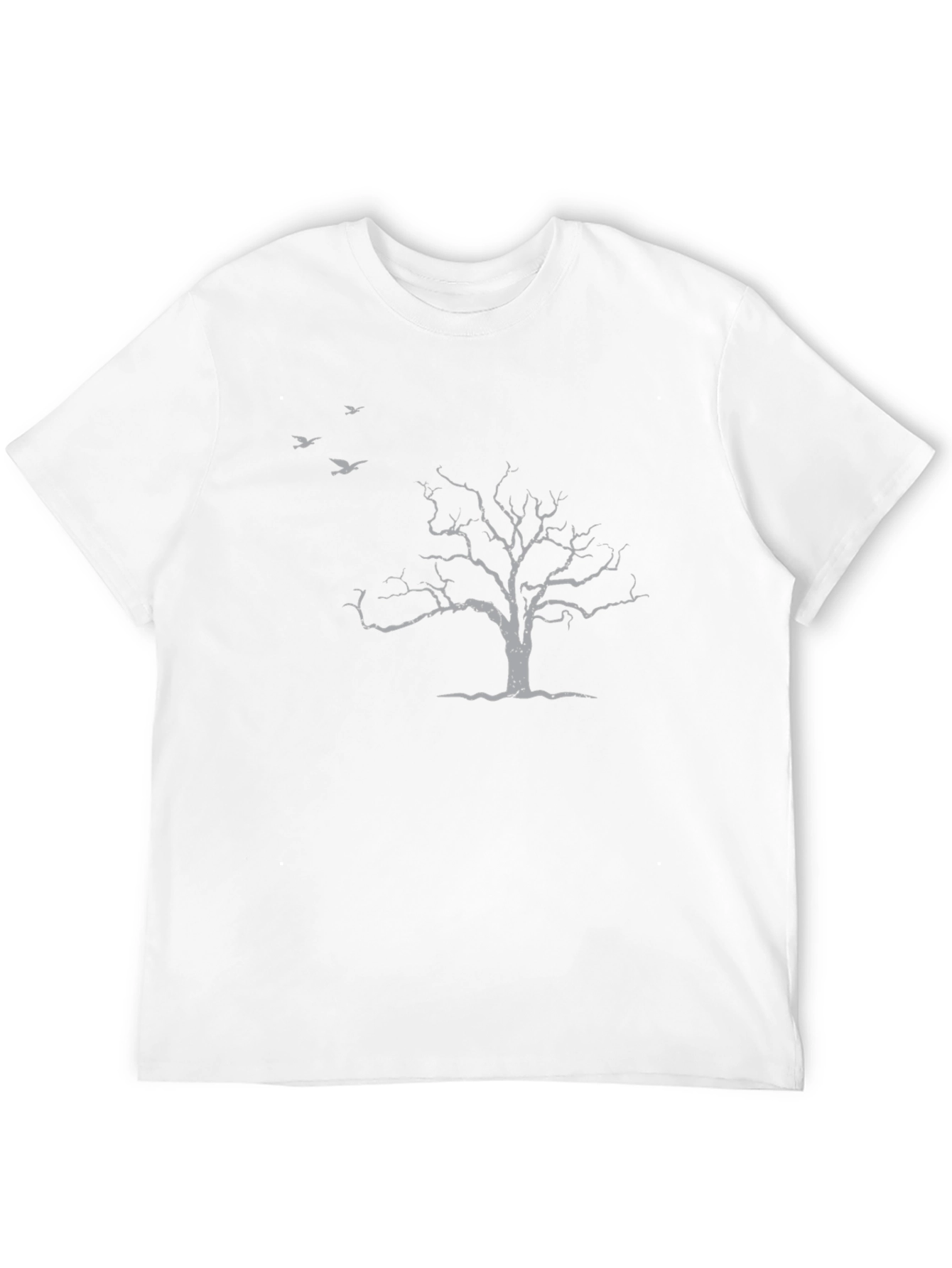 Mens Black T-Shirt with Tree & Birds Design