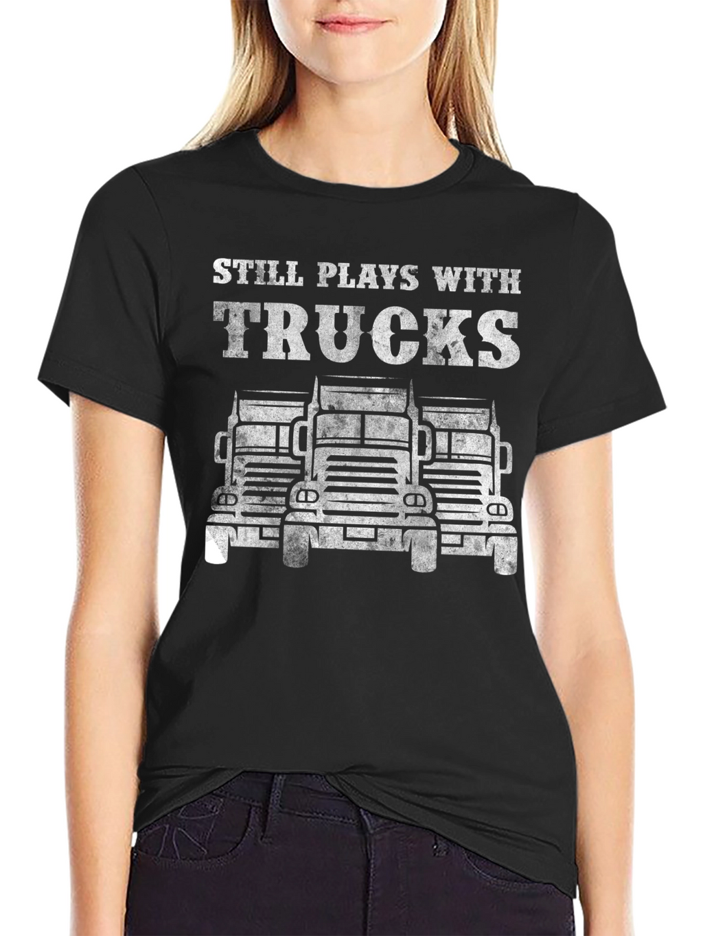 Still Plays With Trucks Black T-Shirt