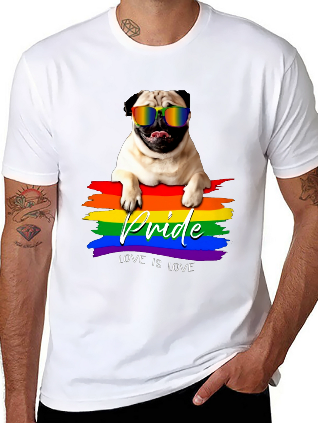 Pug Pride T-Shirt - Love is Love