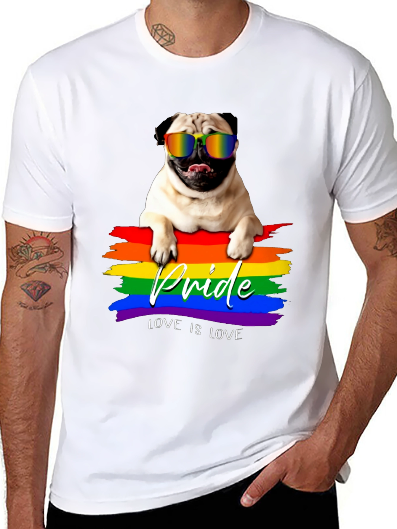 Pug Pride T-Shirt - Love is Love