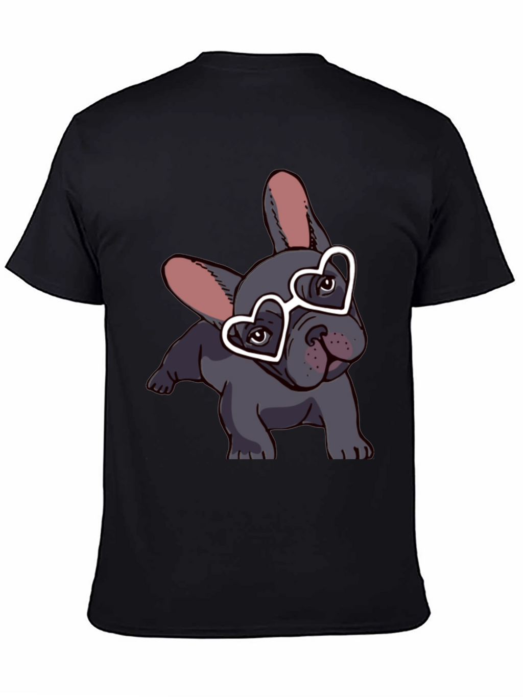 Dog with Heart Glasses Black T-Shirt