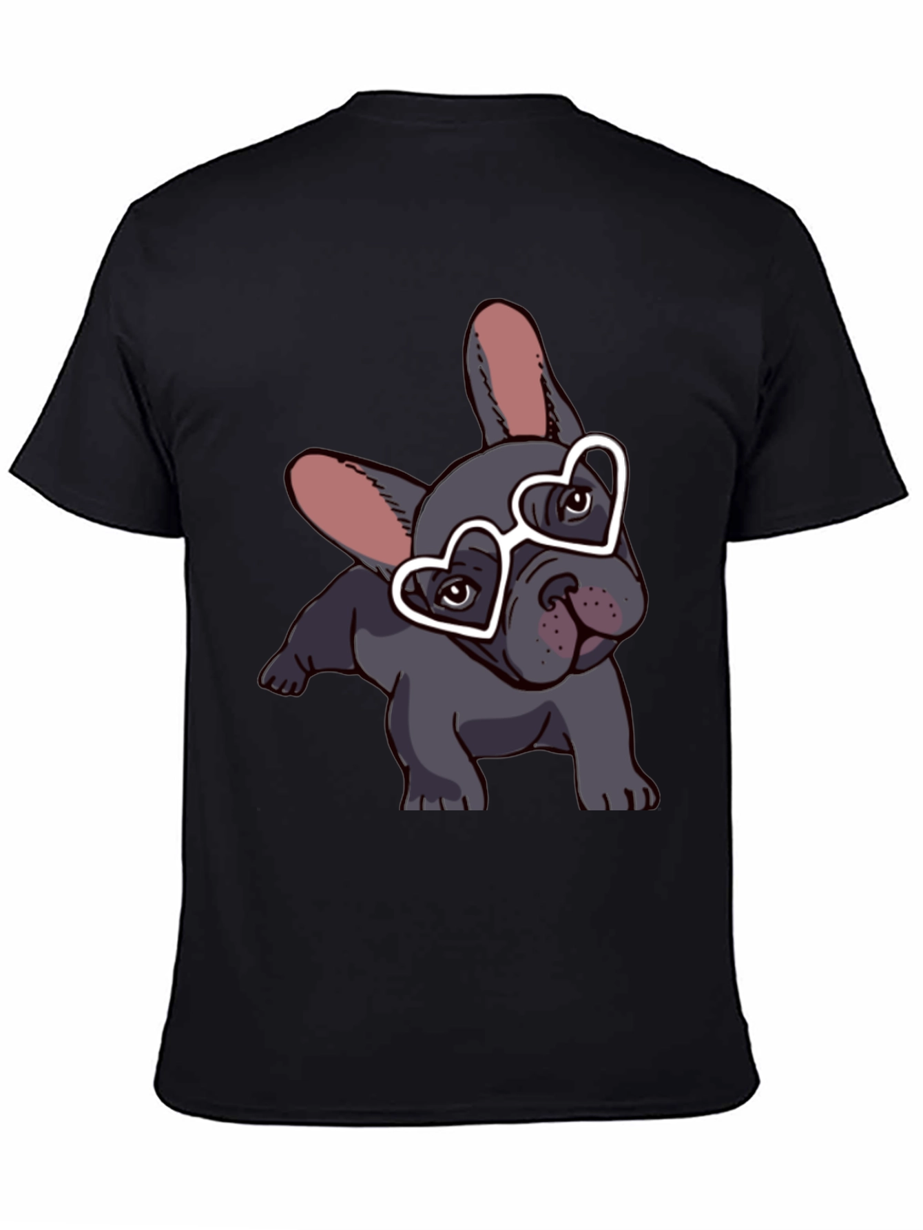 Dog with Heart Glasses Black T-Shirt