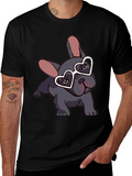 Dog with Heart Glasses Black T-Shirt