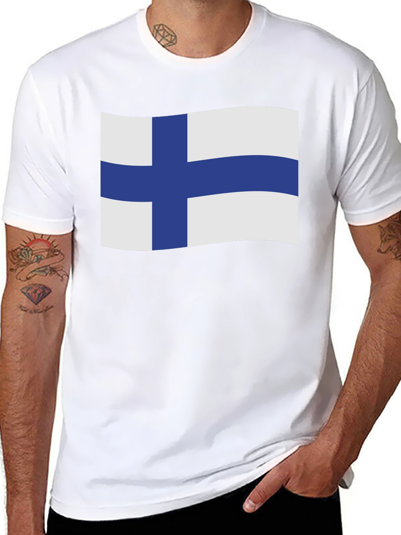 Finland Flag T-Shirt - Black Cotton Tee
