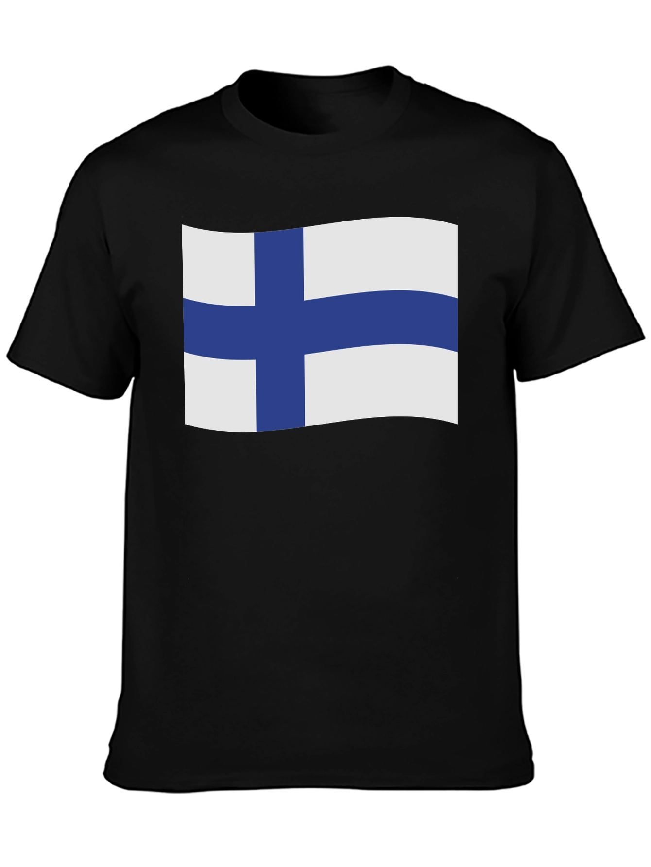 Finland Flag T-Shirt - Black Cotton Tee