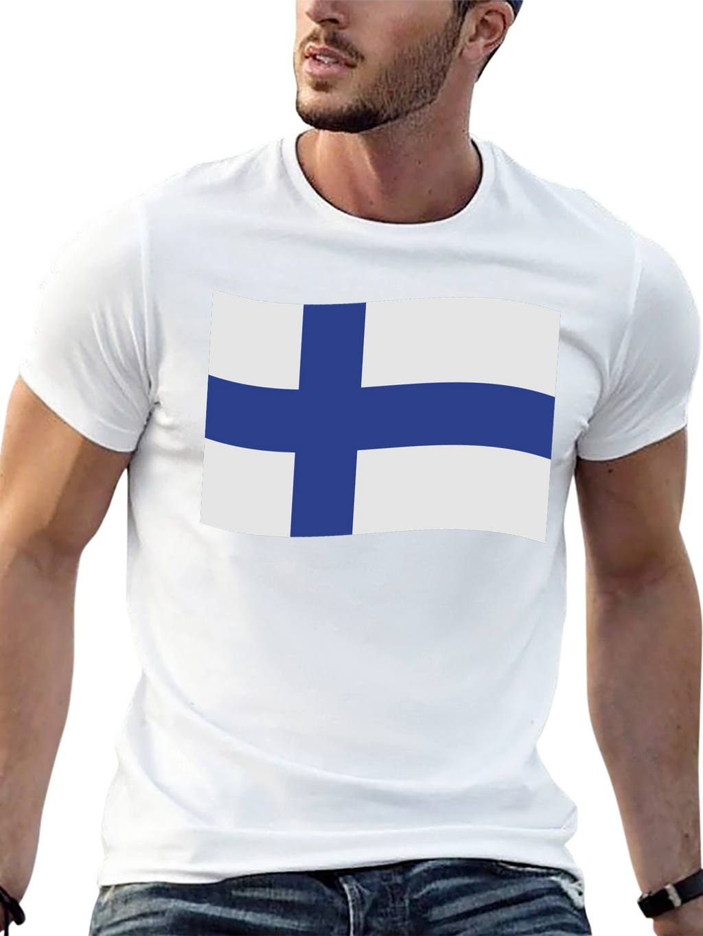 Finland Flag T-Shirt - Black Cotton Tee