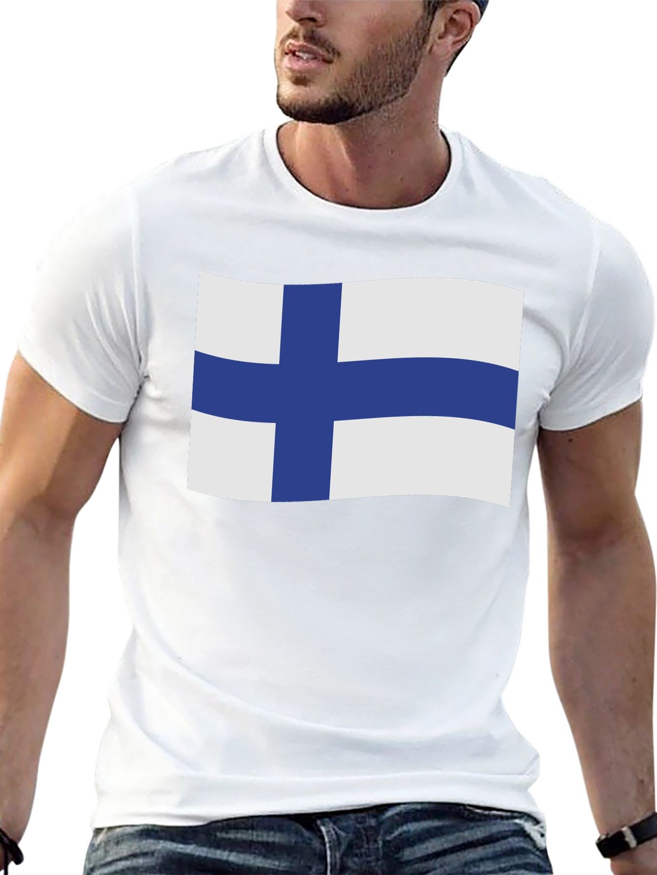 Finland Flag T-Shirt - Black Cotton Tee