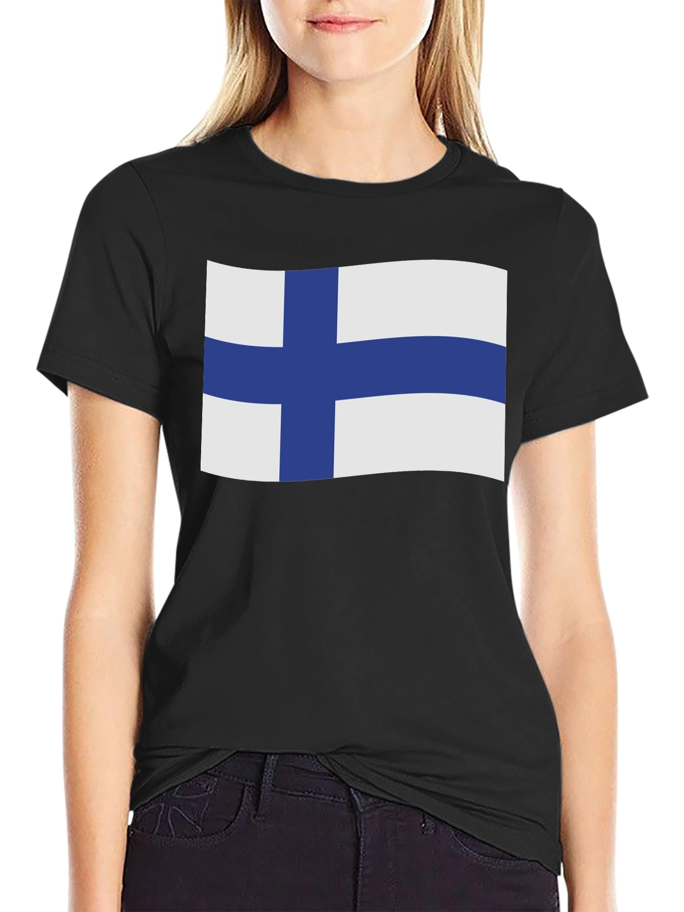 Finland Flag T-Shirt - Black Cotton Tee