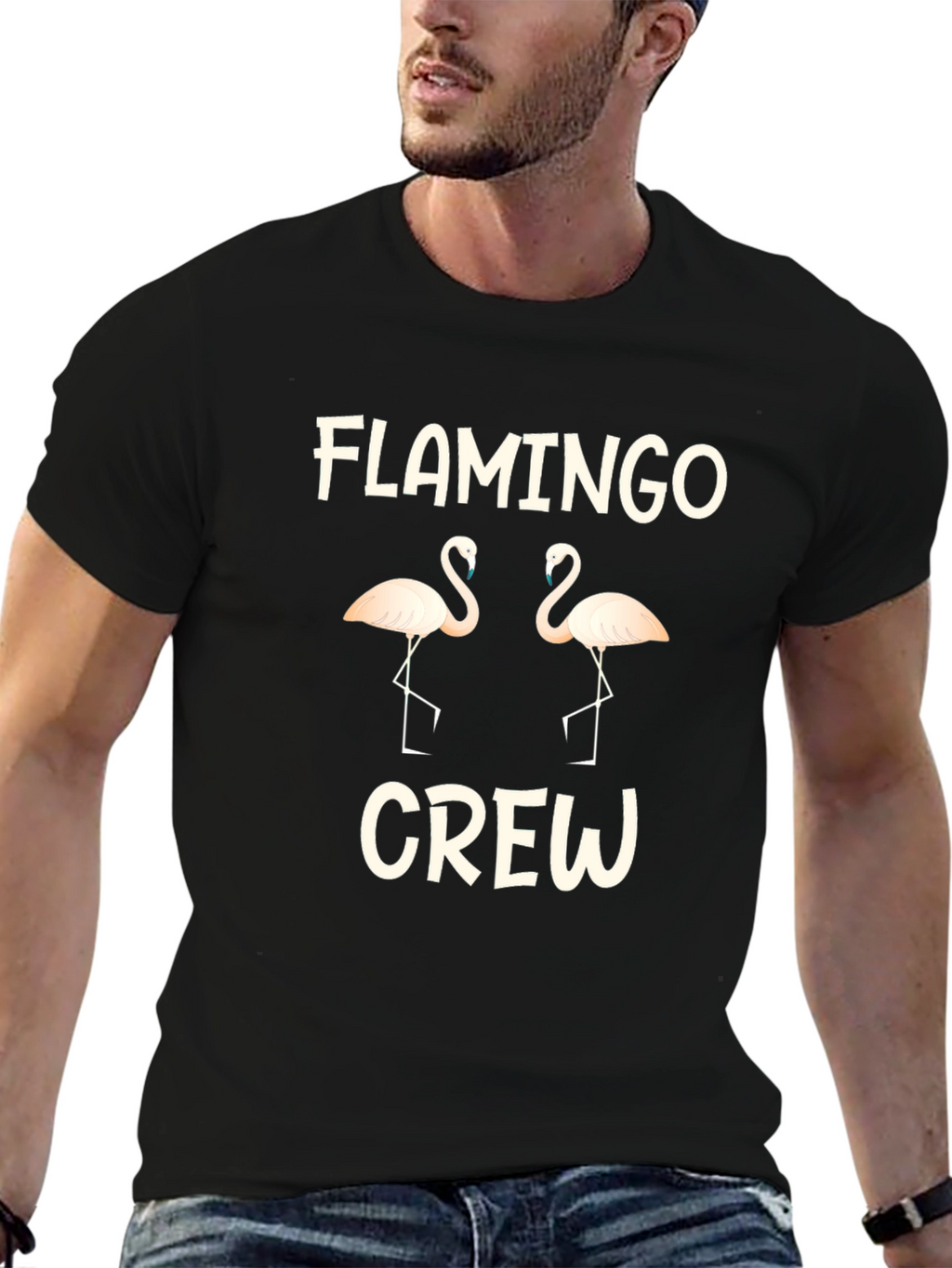 Flamingo Crew Black Graphic T-Shirt