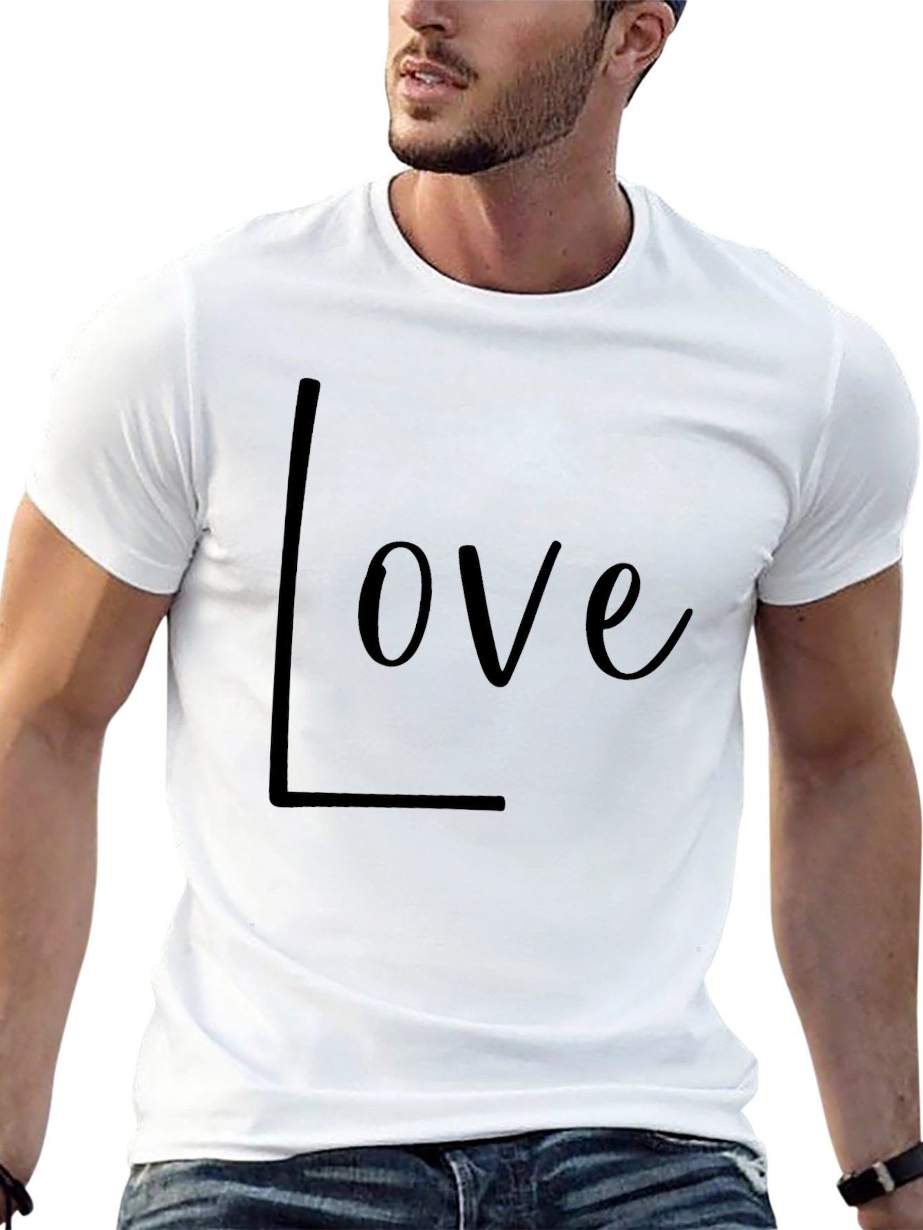 Love Graphic Print Casual Tee