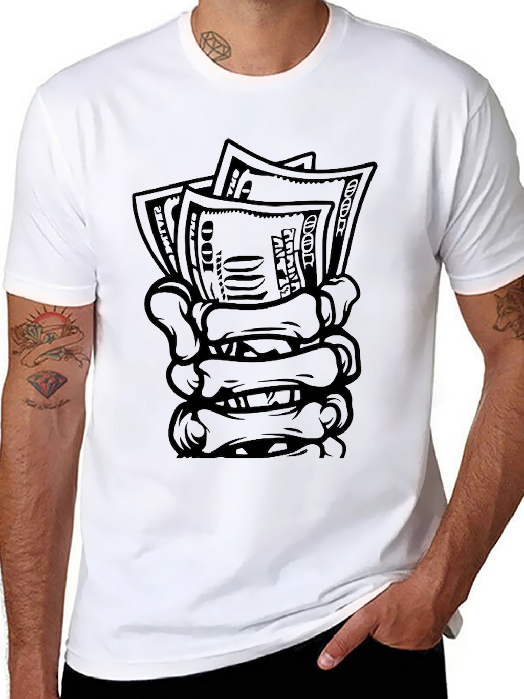 Money Grab Graphic Tee - Black Cotton Blend