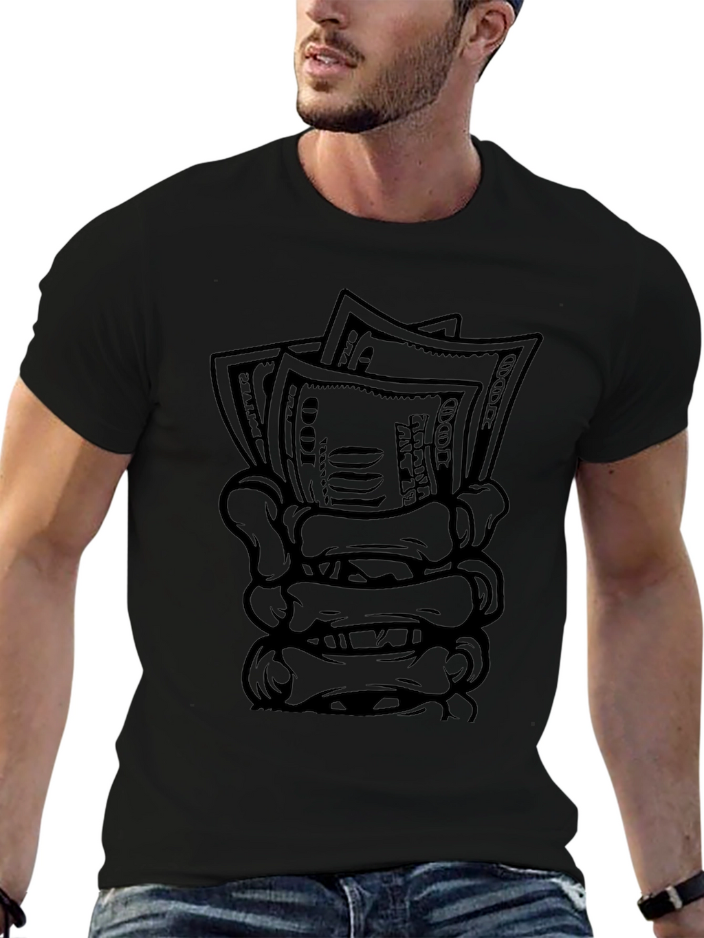 Money Grab Graphic Tee - Black Cotton Blend