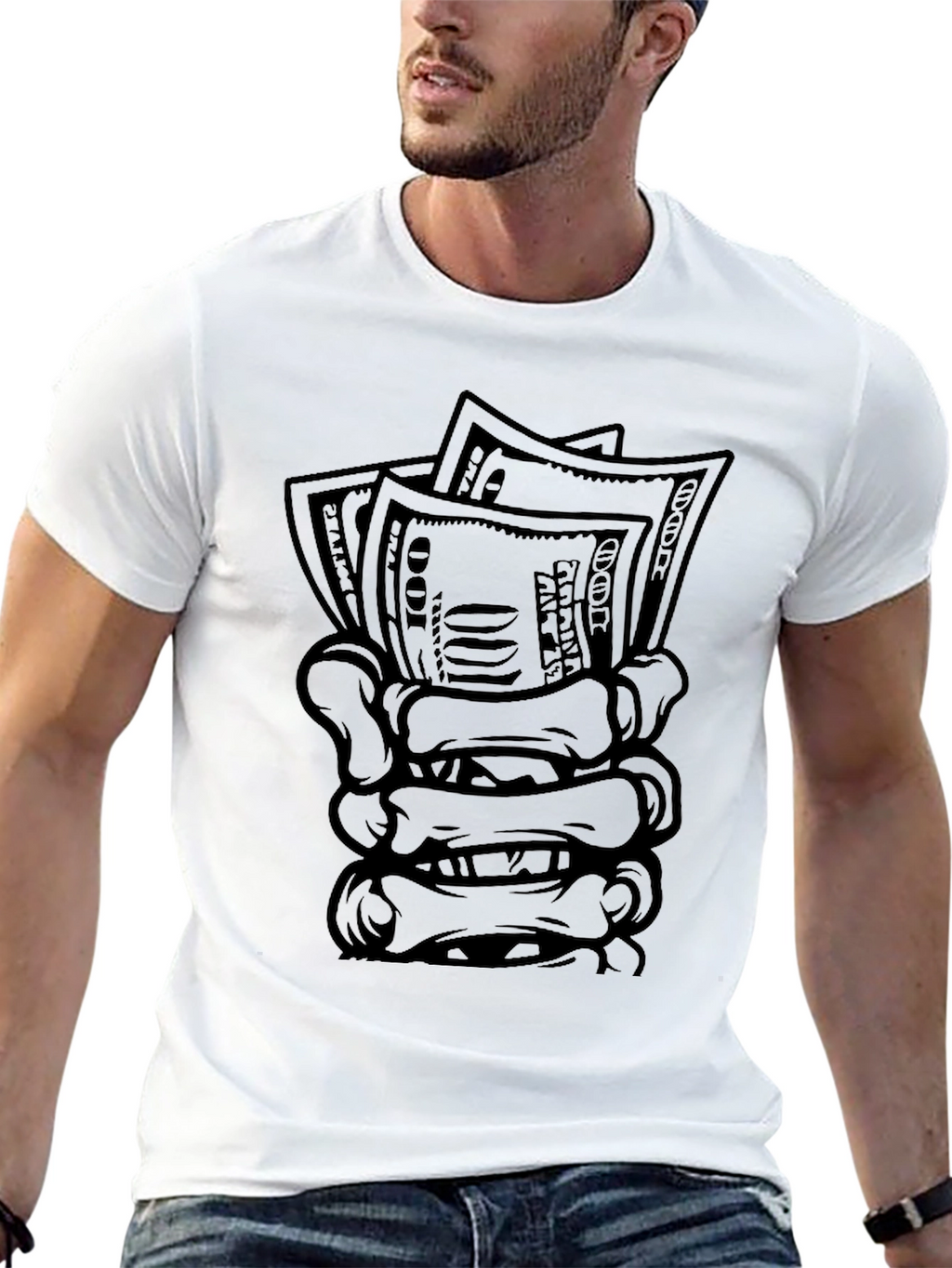 Money Grab Graphic Tee - Black Cotton Blend