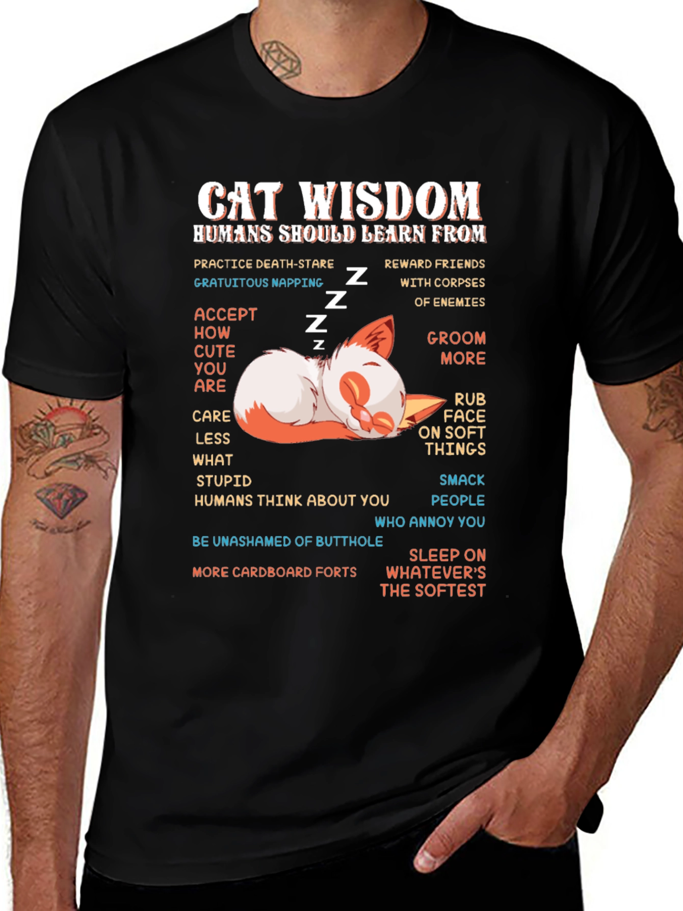 Cat Wisdom Graphic Tee - Learn from Cats!