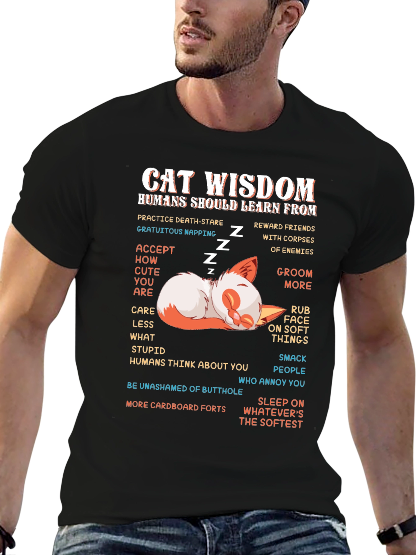Cat Wisdom Graphic Tee - Learn from Cats!