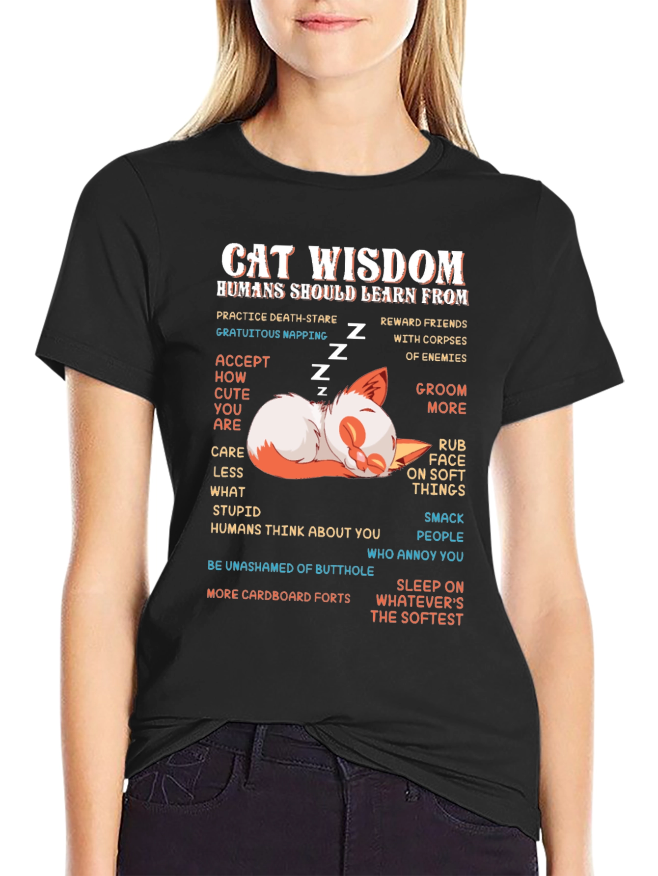 Cat Wisdom Graphic Tee - Learn from Cats!