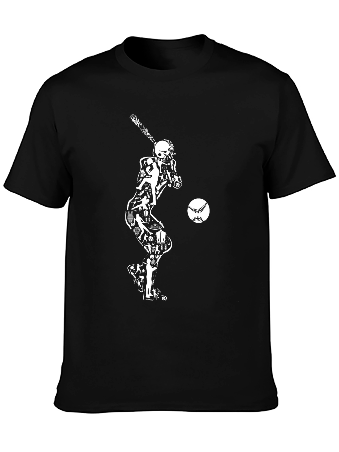 Baseball Skeleton Hitter Graphic Tee - Black