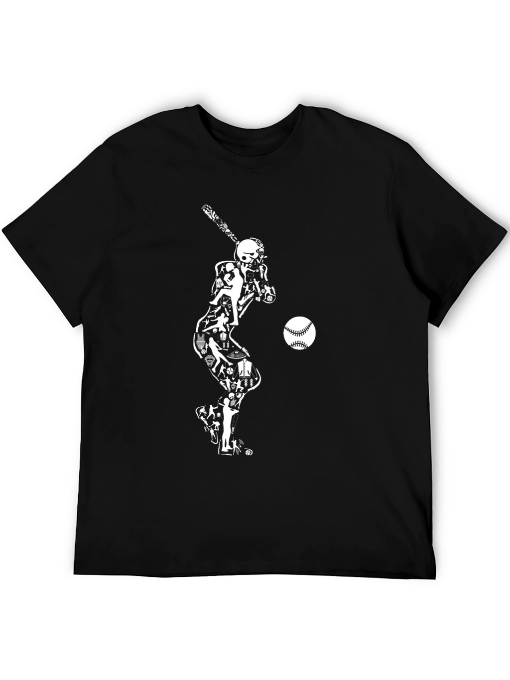 Baseball Skeleton Hitter Graphic Tee - Black