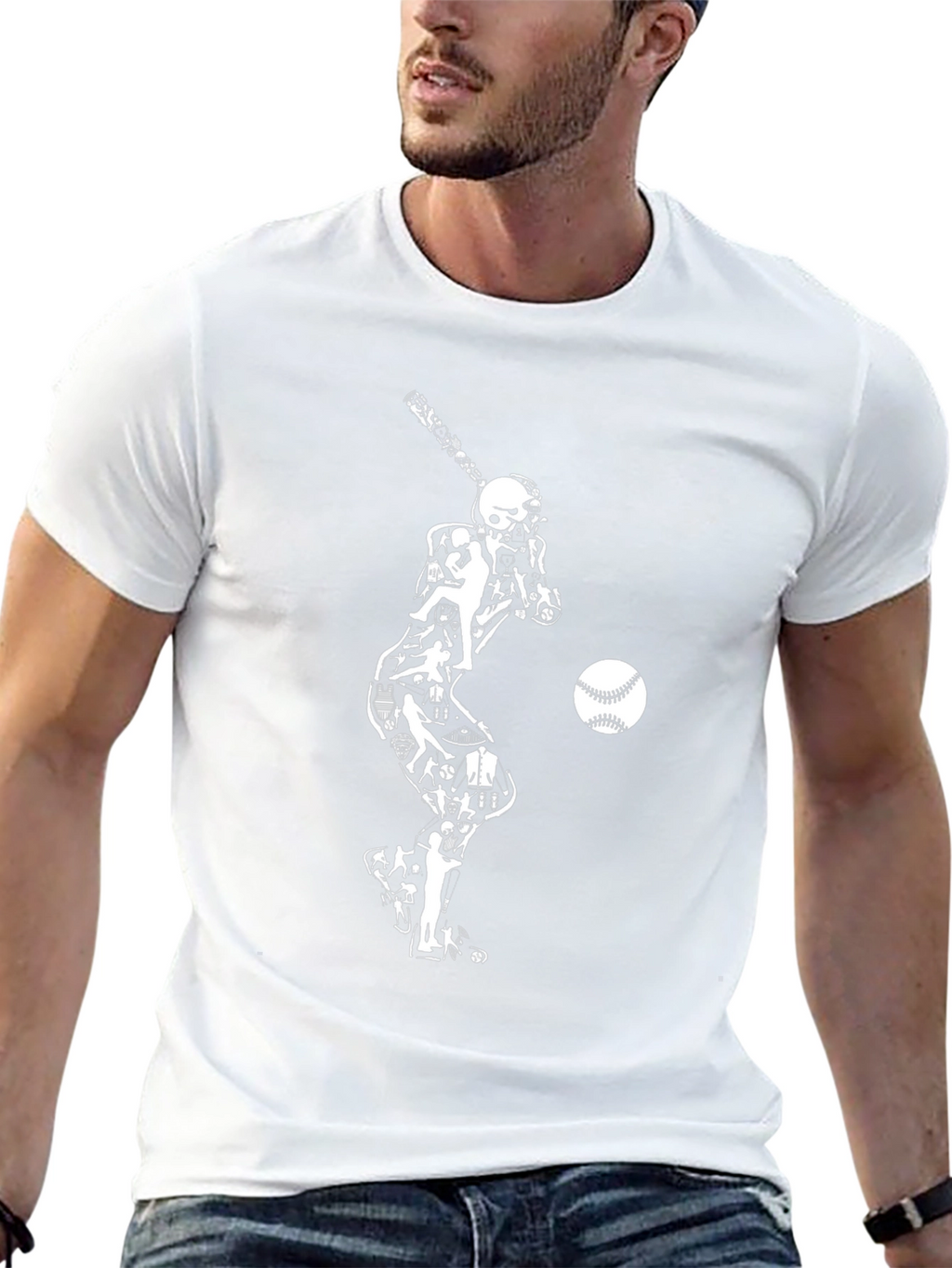 Baseball Skeleton Hitter Graphic Tee - Black