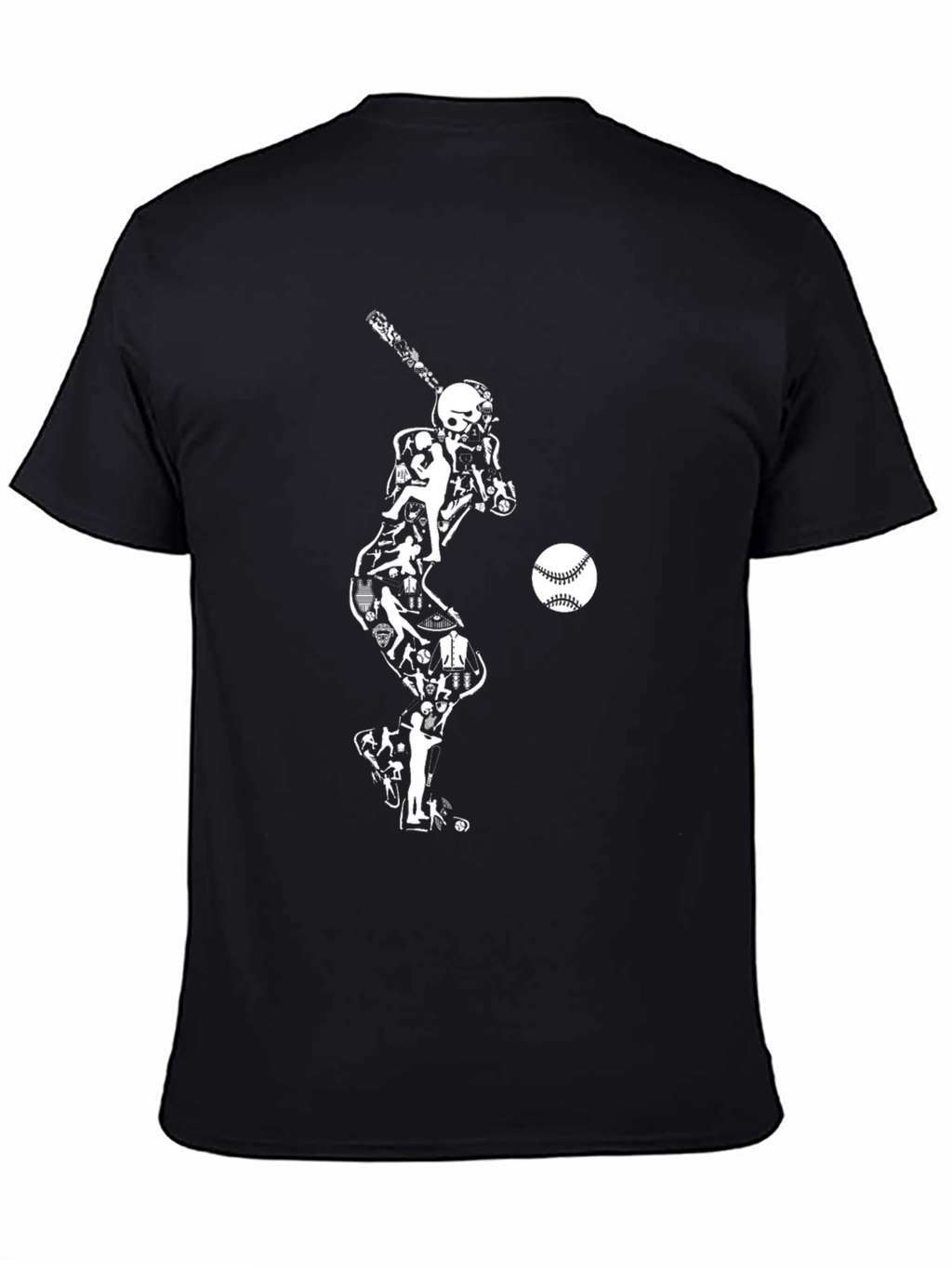 Baseball Skeleton Hitter Graphic Tee - Black