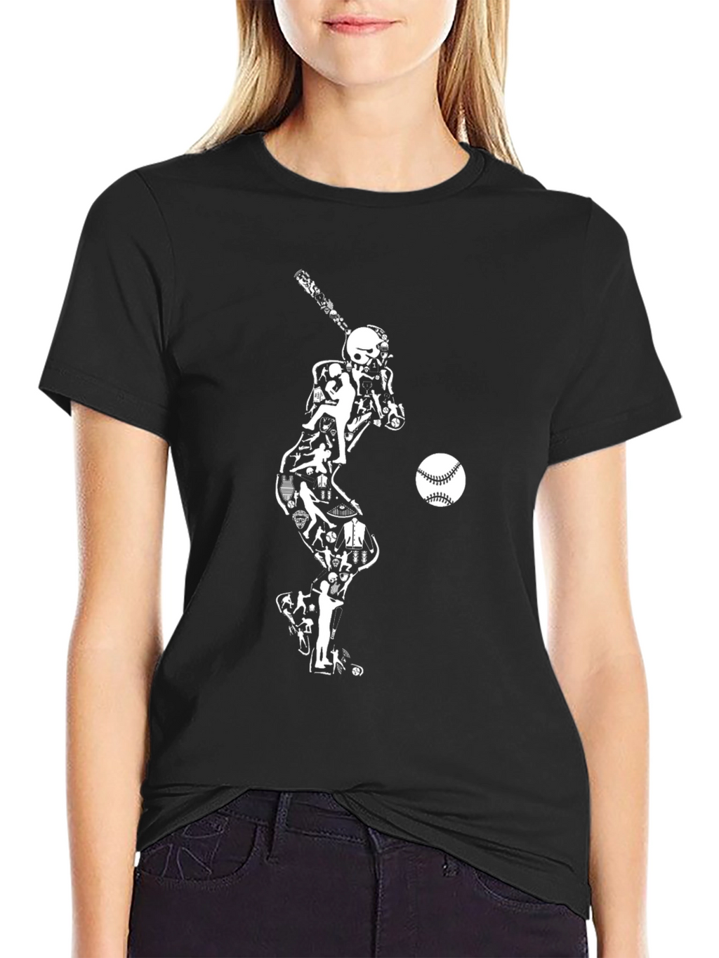 Baseball Skeleton Hitter Graphic Tee - Black