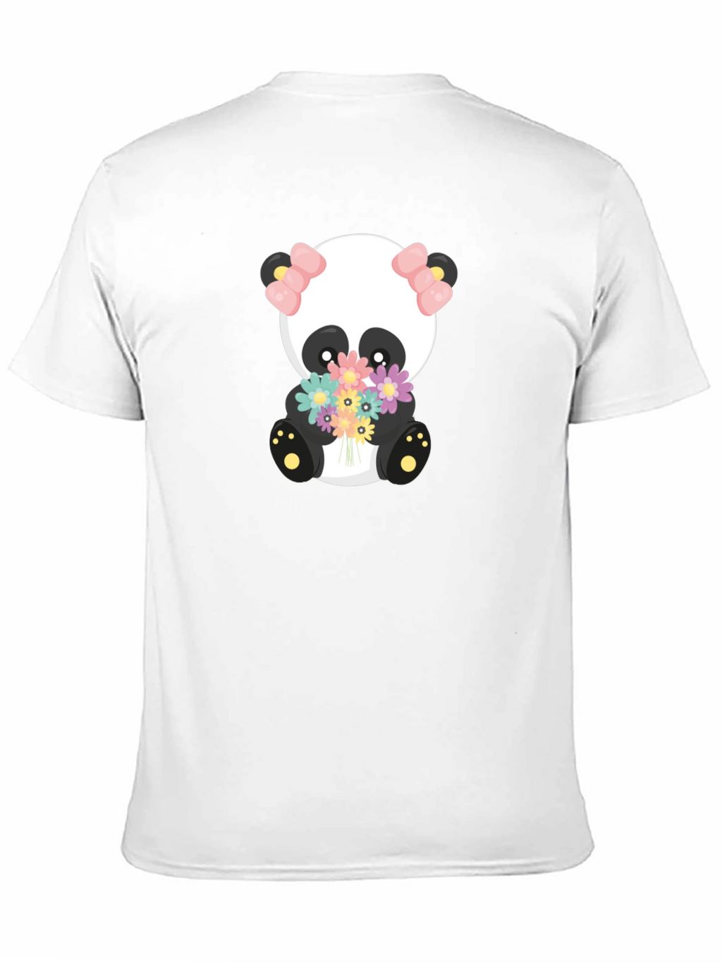 Cute Panda Holding Flowers Graphic T-Shirt