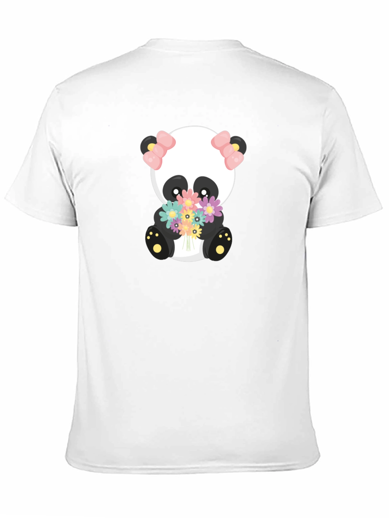 Cute Panda Holding Flowers Graphic T-Shirt