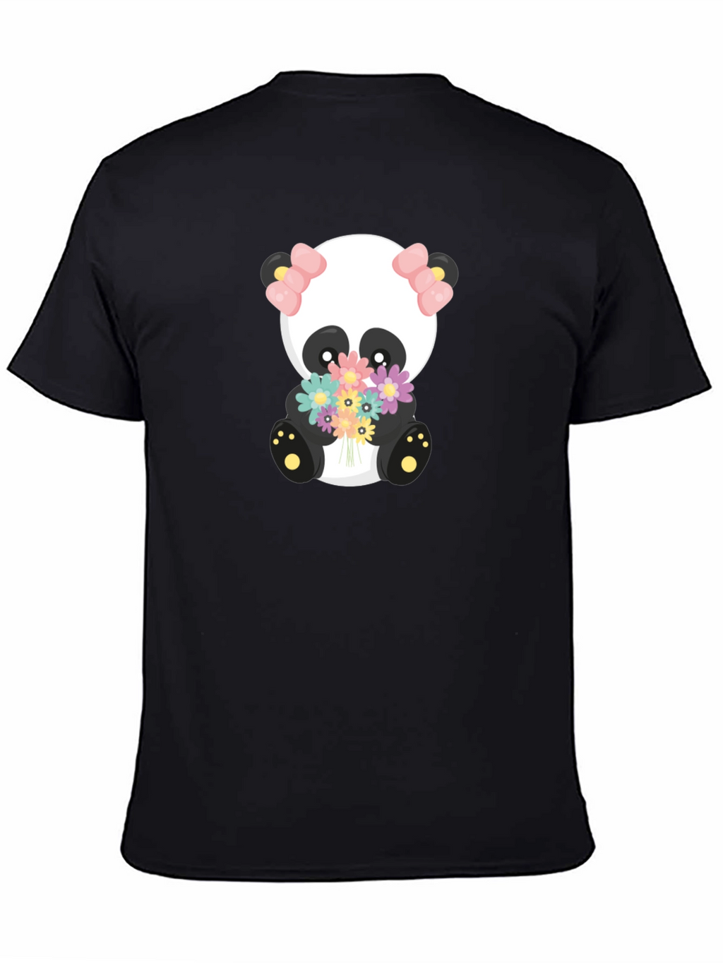 Cute Panda Holding Flowers Graphic T-Shirt