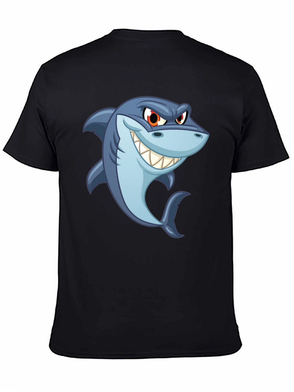 Mens Black Shark Cartoon Graphic T-Shirt