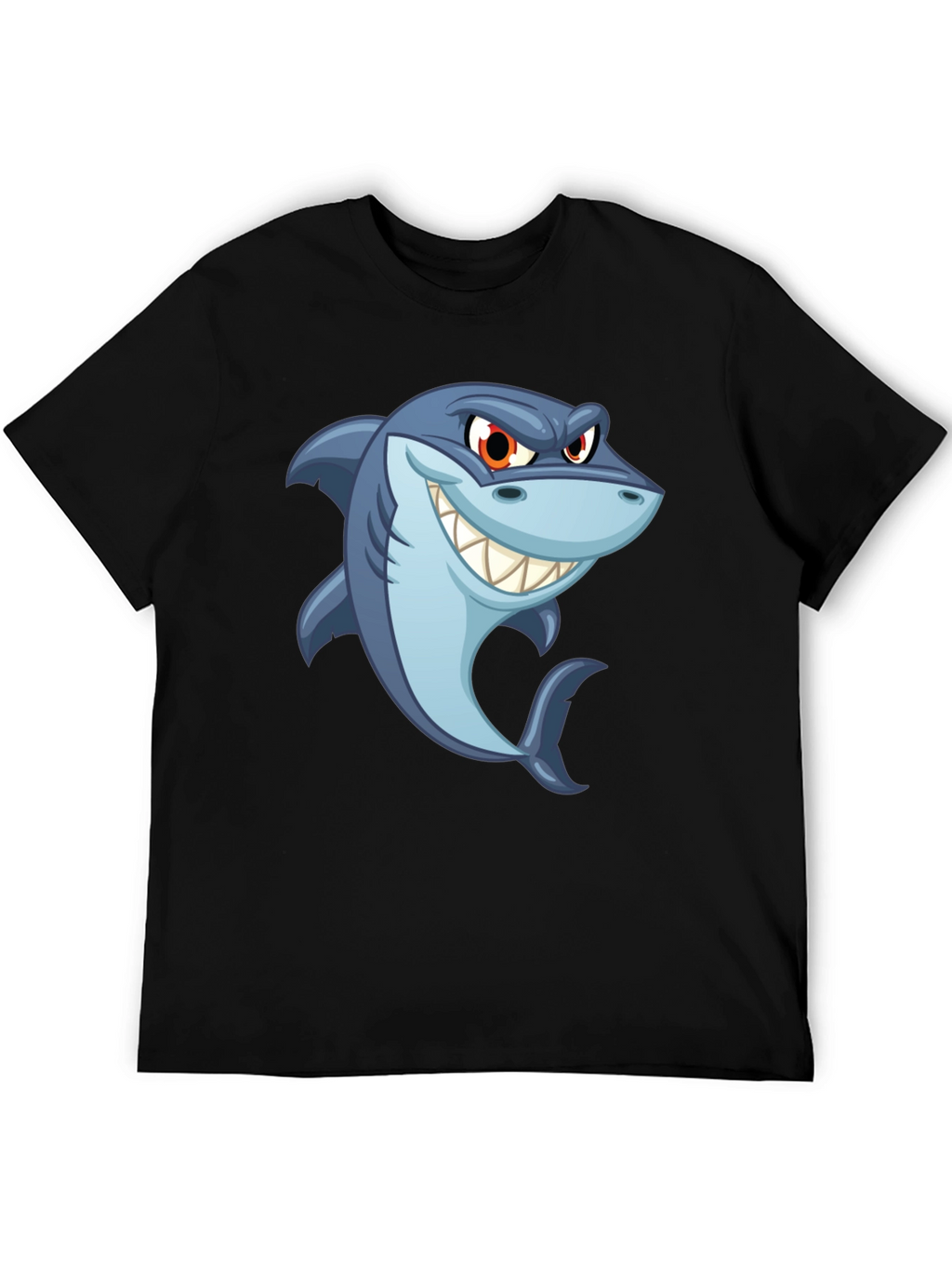 Mens Black Shark Cartoon Graphic T-Shirt
